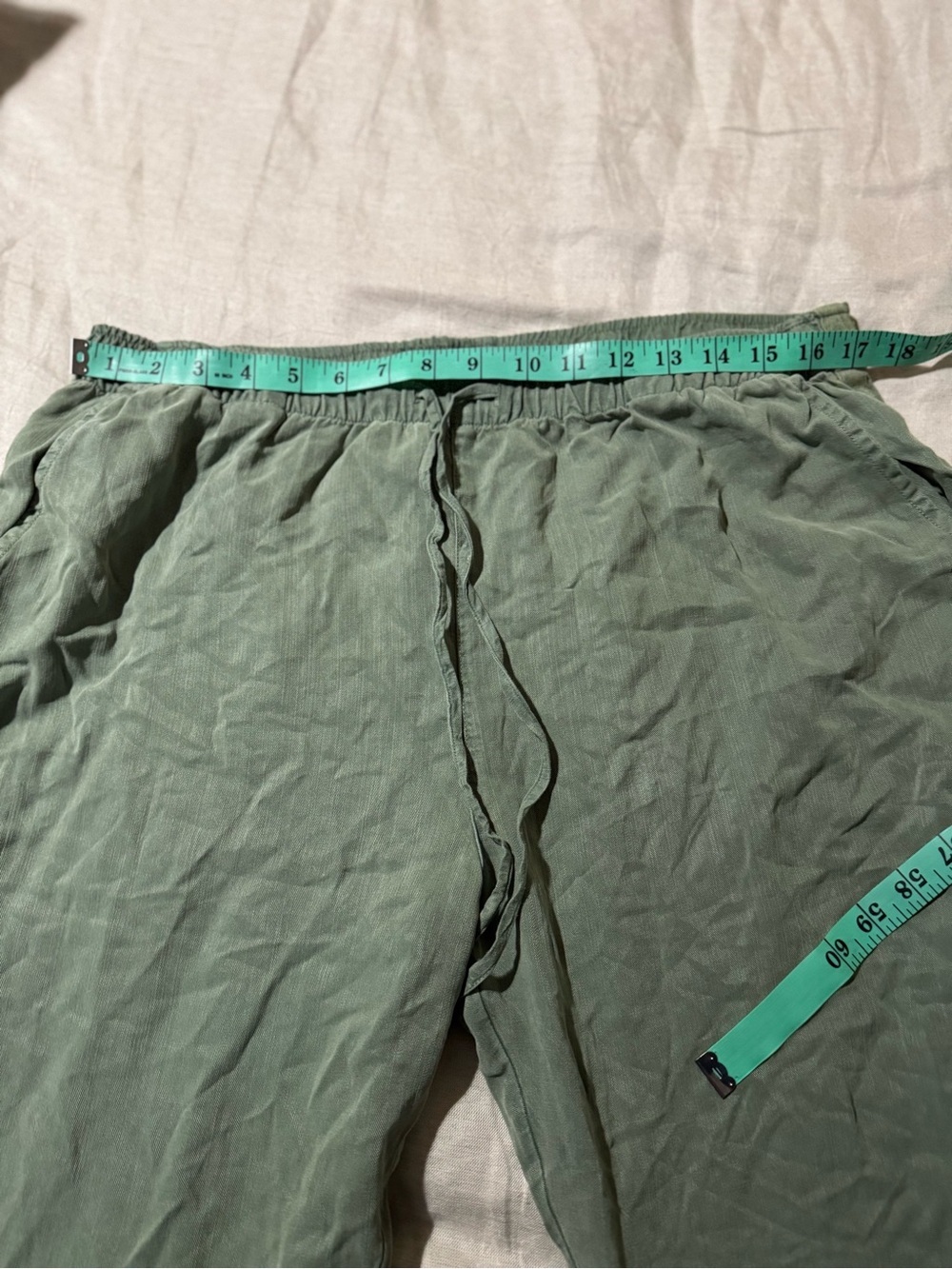 Caslon Sage Green Linen Blend Drawstring Pants Women’s Size L NWOT Relaxed Fit - Picture 5 of 9